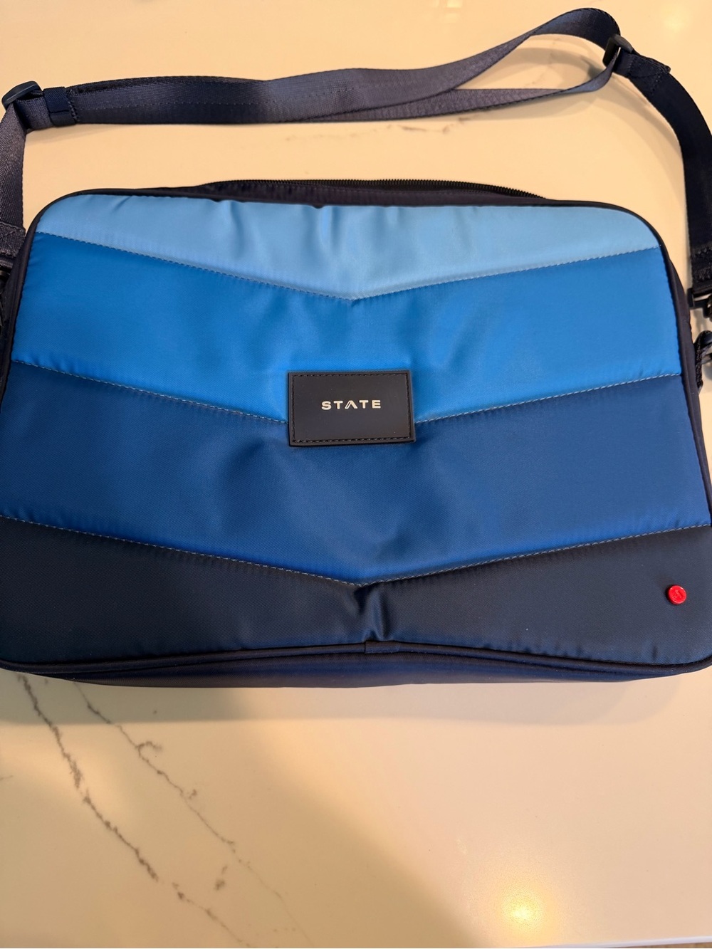 STATE kids Chevron Panel Blue Crossbody Tech bag